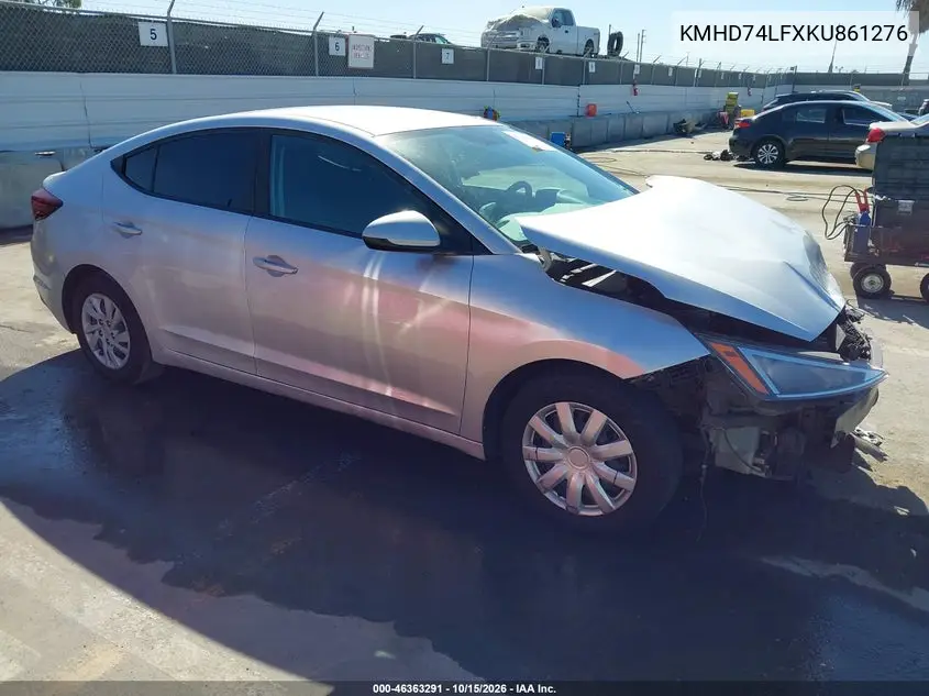 HYUNDAI ELANTRA 2019, VIN KMHD74LFXKU861276