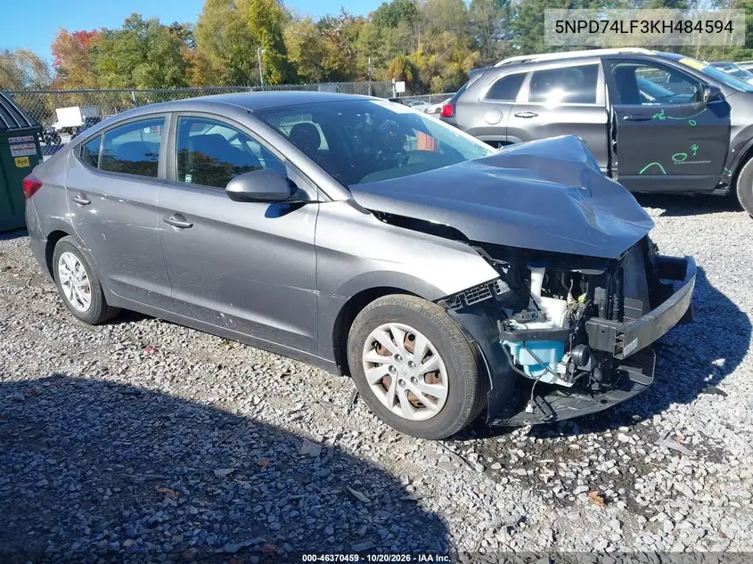 HYUNDAI ELANTRA 2019, VIN 5NPD74LF3KH484594