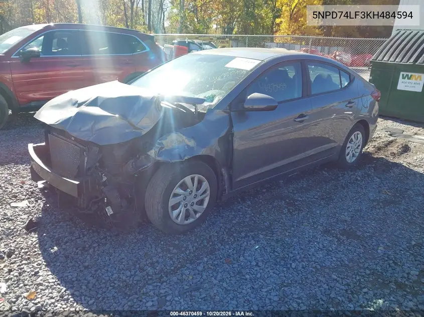 2019 HYUNDAI ELANTRA VIN 5NPD74LF3KH484594 — фото 2