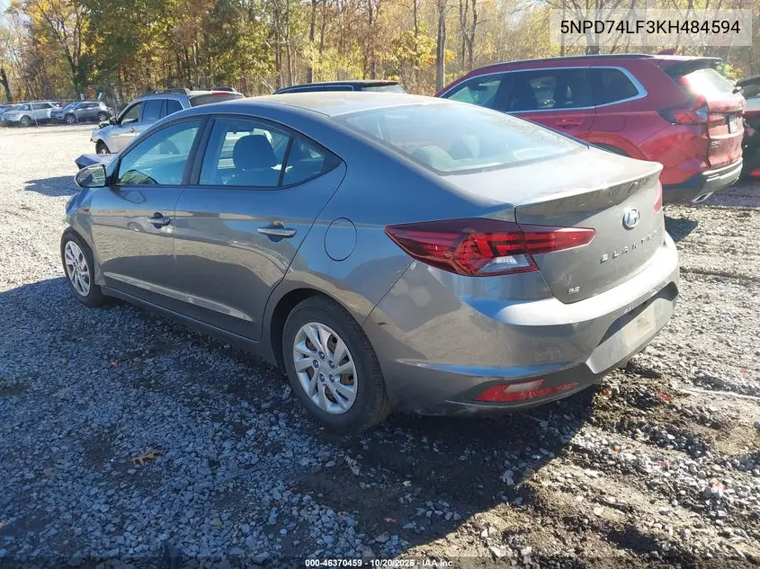 2019 HYUNDAI ELANTRA VIN 5NPD74LF3KH484594 — фото 3