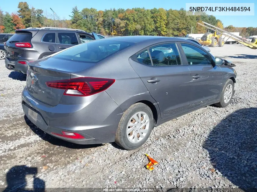 2019 HYUNDAI ELANTRA VIN 5NPD74LF3KH484594 — фото 4