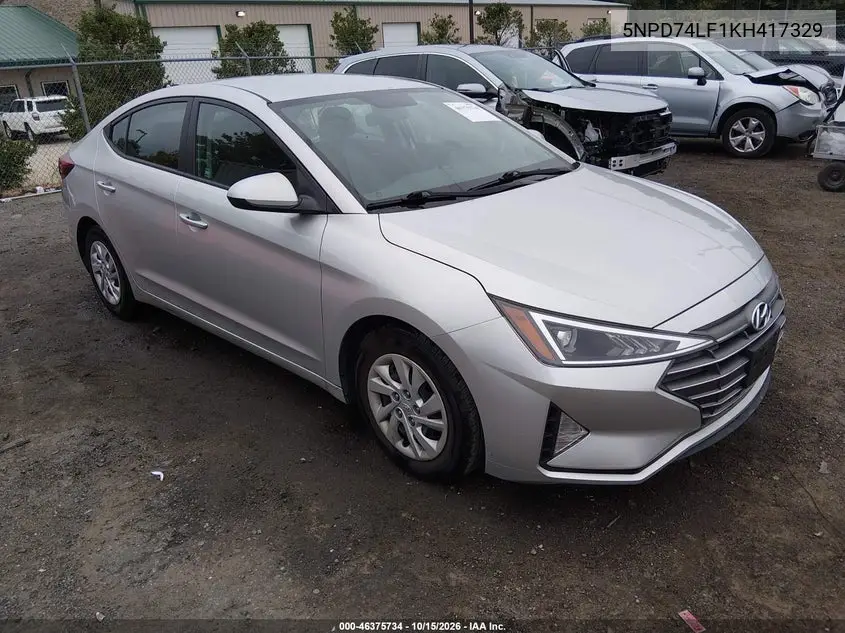 HYUNDAI ELANTRA 2019, VIN 5NPD74LF1KH417329