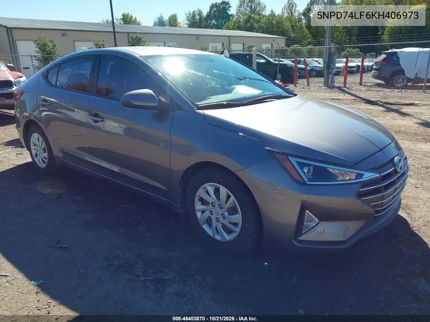 HYUNDAI ELANTRA 2019, VIN 5NPD74LF6KH406973