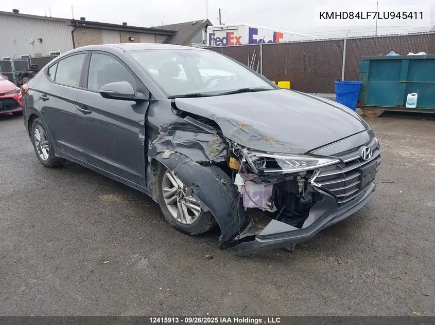 HYUNDAI ELANTRA 2020, VIN KMHD84LF7LU945411