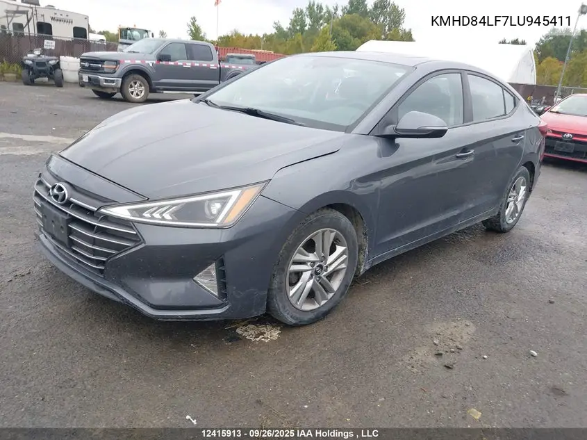 2020 HYUNDAI ELANTRA VIN KMHD84LF7LU945411 — фото 2