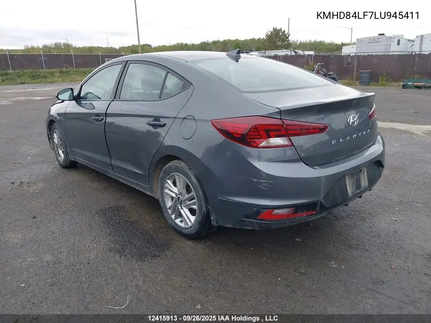 2020 HYUNDAI ELANTRA VIN KMHD84LF7LU945411 — фото 3