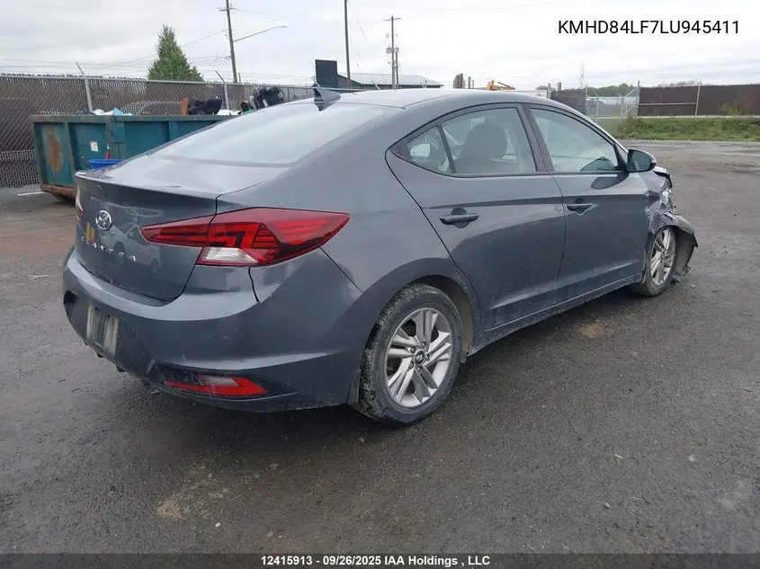 2020 HYUNDAI ELANTRA VIN KMHD84LF7LU945411 — фото 4