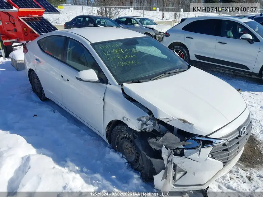 HYUNDAI ELANTRA 2020, VIN KMHD74LFXLU940657