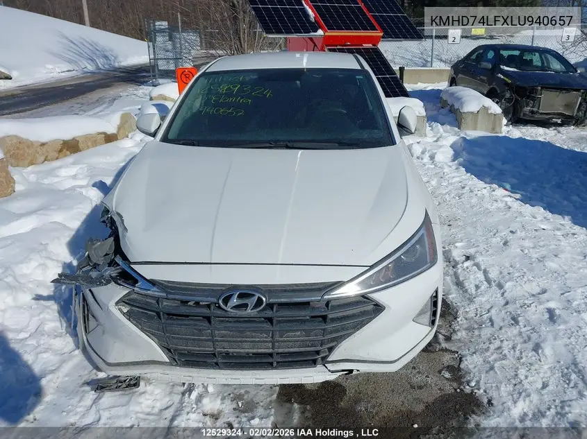 2020 HYUNDAI ELANTRA VIN KMHD74LFXLU940657 — фото 12