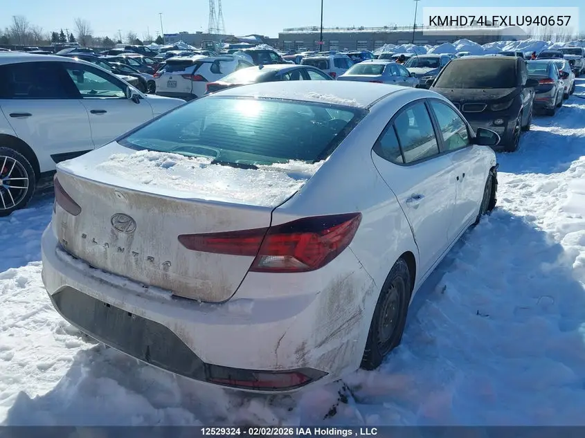 2020 HYUNDAI ELANTRA VIN KMHD74LFXLU940657 — фото 4