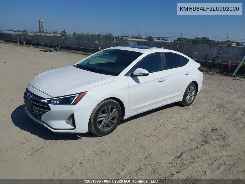 2020 HYUNDAI ELANTRA VIN KMHD84LF2LU902000 — фото 2