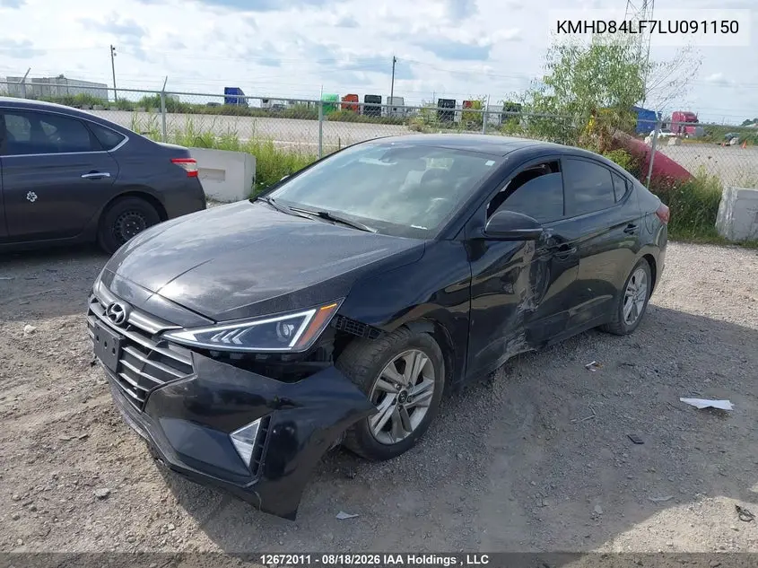 2020 HYUNDAI ELANTRA VIN KMHD84LF7LU091150 — фото 2