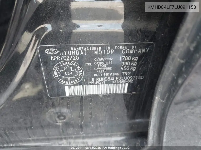 2020 HYUNDAI ELANTRA VIN KMHD84LF7LU091150 — фото 20