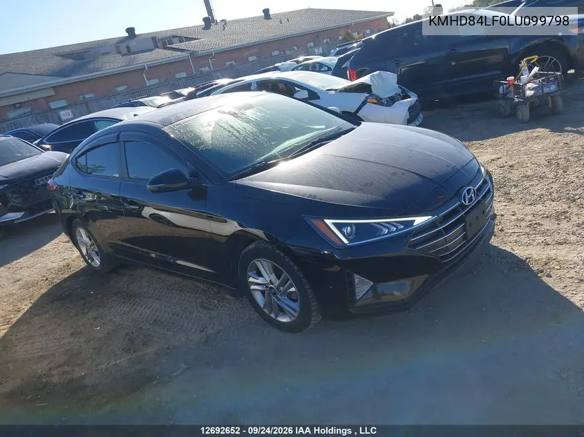 HYUNDAI ELANTRA 2020, VIN KMHD84LF0LU099798
