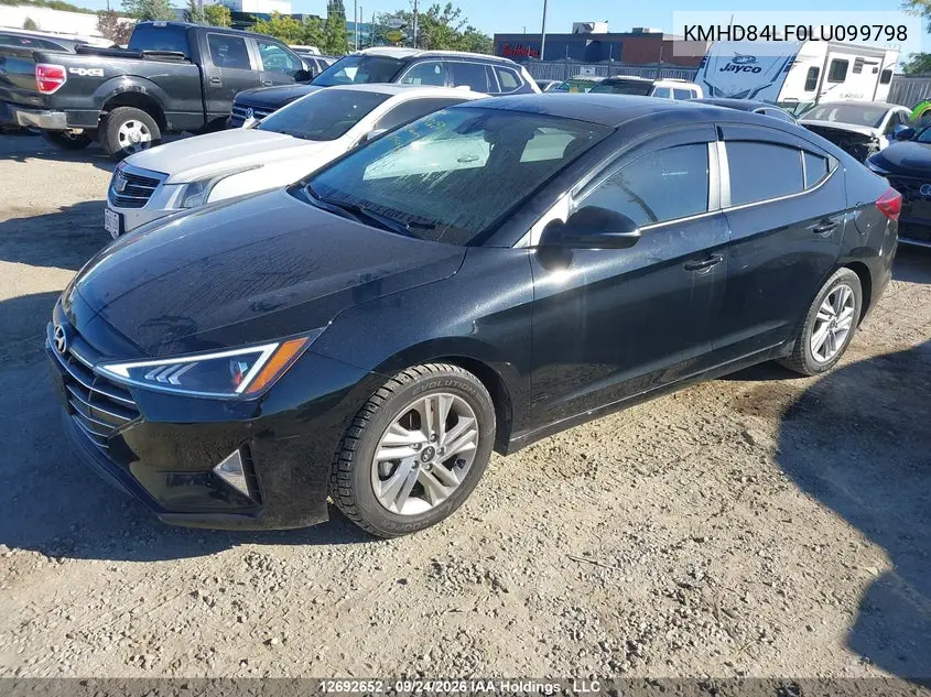 2020 HYUNDAI ELANTRA VIN KMHD84LF0LU099798 — фото 2