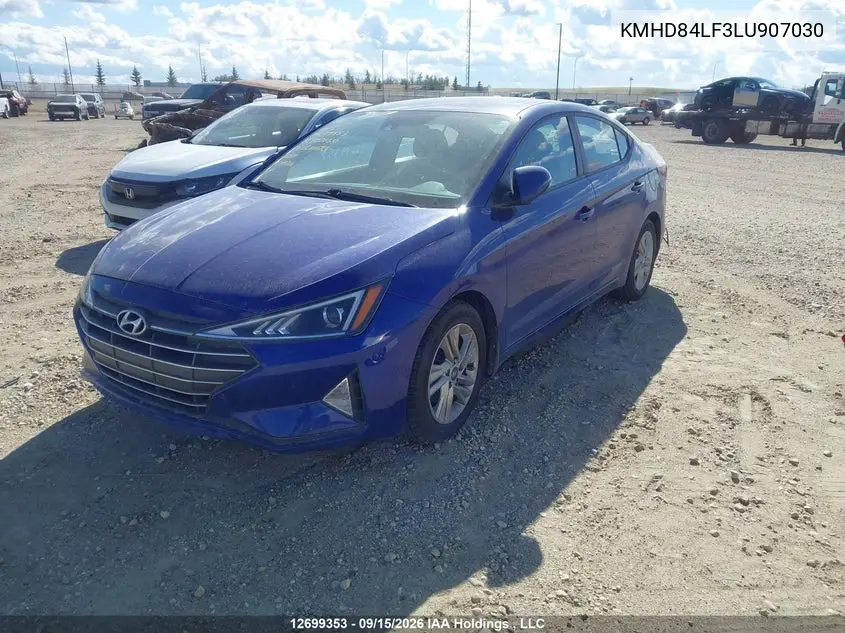2020 HYUNDAI ELANTRA VIN KMHD84LF3LU907030 — фото 2