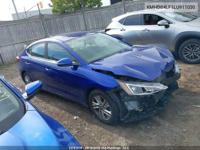 HYUNDAI ELANTRA 2020, VIN KMHD84LF1LU911030