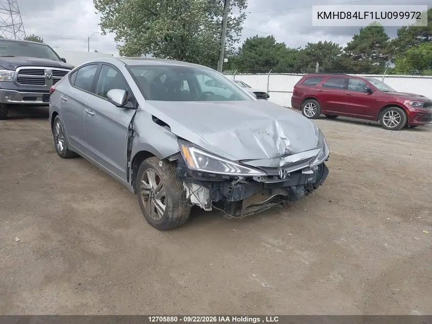 HYUNDAI ELANTRA 2020, VIN KMHD84LF1LU099972