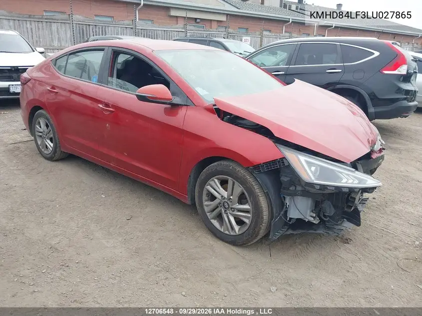 HYUNDAI ELANTRA 2020, VIN KMHD84LF3LU027865