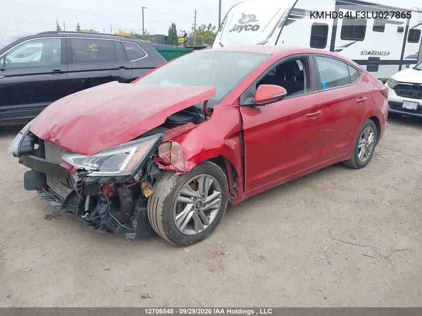 2020 HYUNDAI ELANTRA VIN KMHD84LF3LU027865 — фото 2