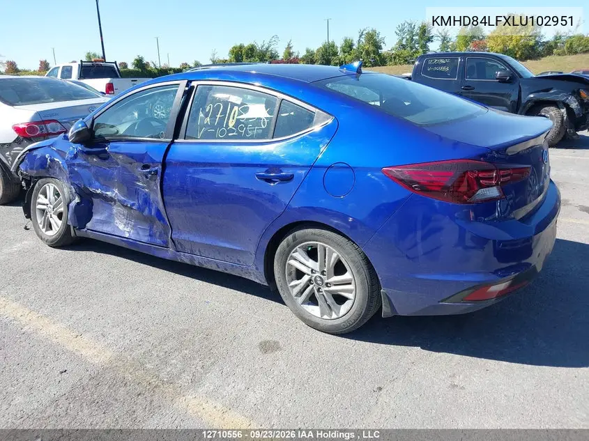 2020 HYUNDAI ELANTRA VIN KMHD84LFXLU102951 — фото 3