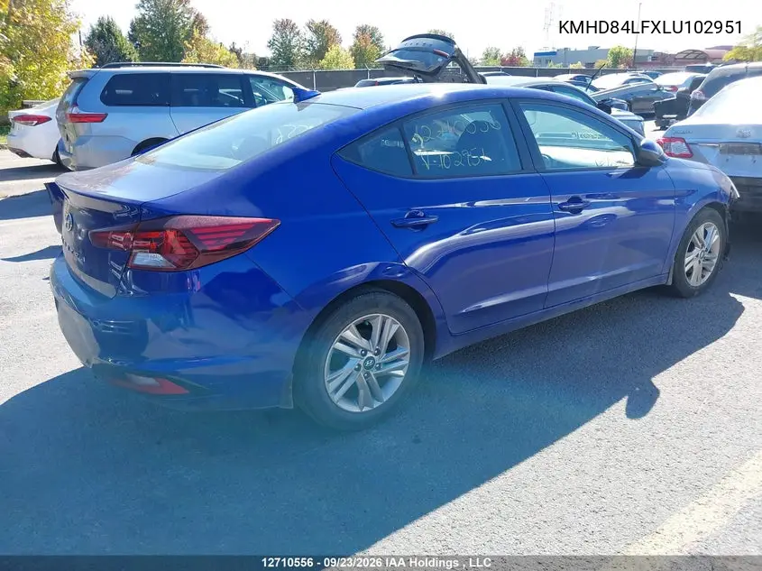 2020 HYUNDAI ELANTRA VIN KMHD84LFXLU102951 — фото 4