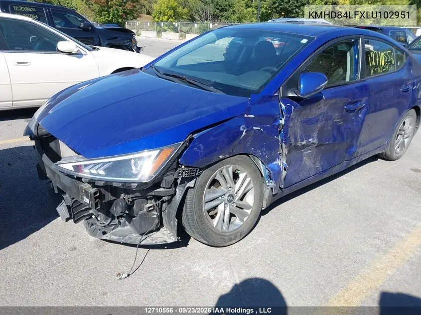 2020 HYUNDAI ELANTRA VIN KMHD84LFXLU102951 — фото 6