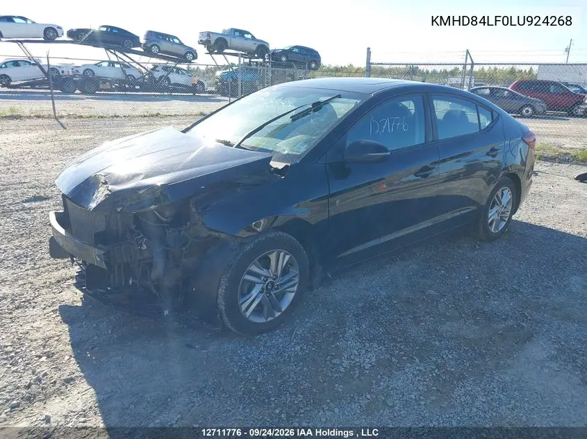 2020 HYUNDAI ELANTRA VIN KMHD84LF0LU924268 — фото 2