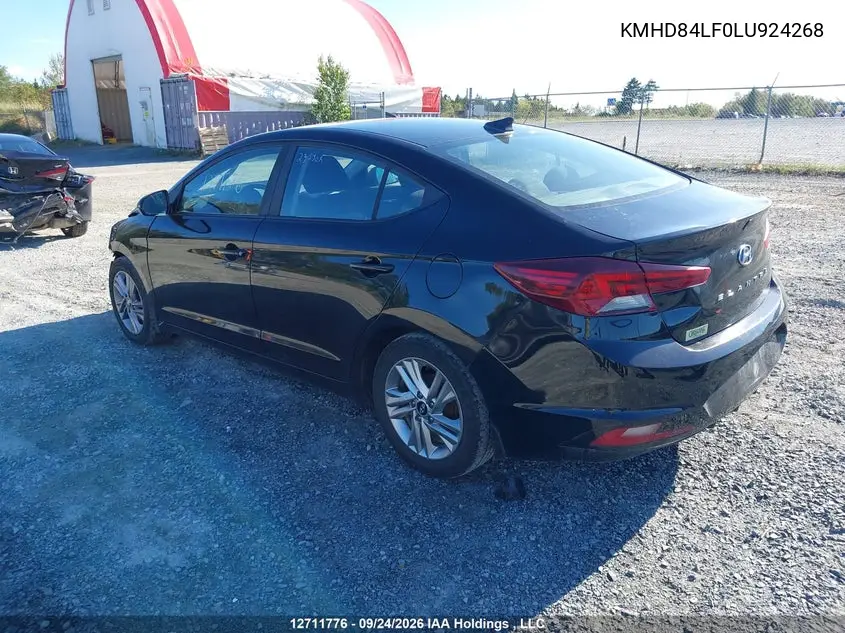2020 HYUNDAI ELANTRA VIN KMHD84LF0LU924268 — фото 3