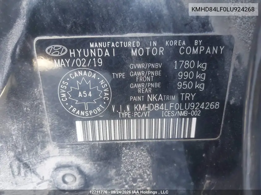 2020 HYUNDAI ELANTRA VIN KMHD84LF0LU924268 — фото 9