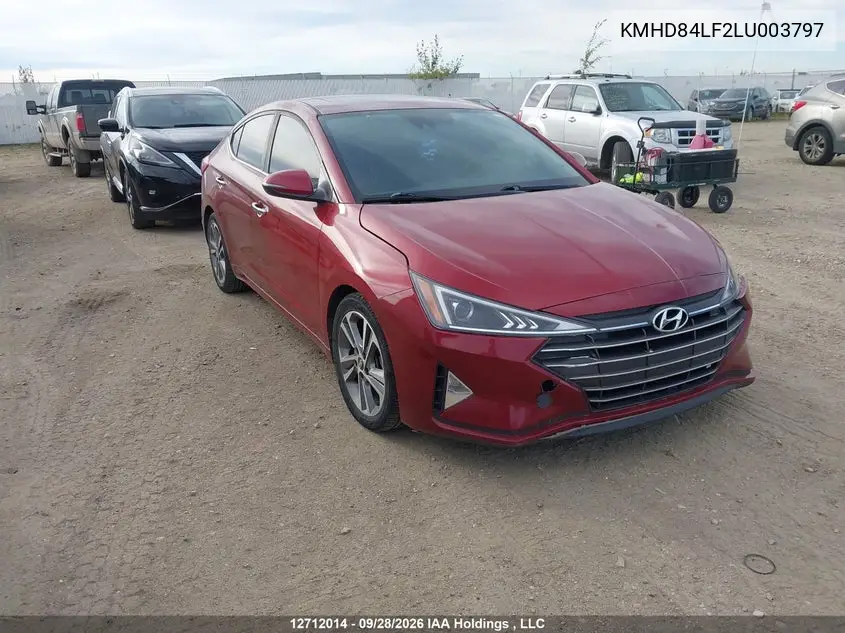 HYUNDAI ELANTRA 2020, VIN KMHD84LF2LU003797