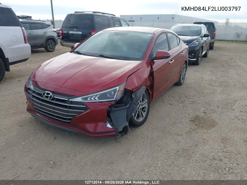 2020 HYUNDAI ELANTRA VIN KMHD84LF2LU003797 — фото 2