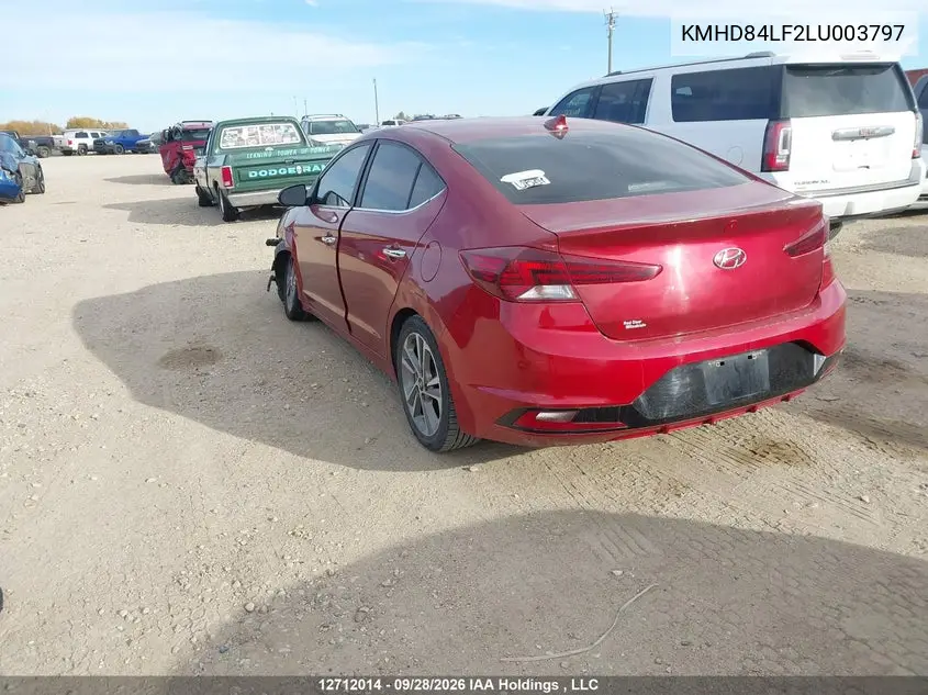 2020 HYUNDAI ELANTRA VIN KMHD84LF2LU003797 — фото 3