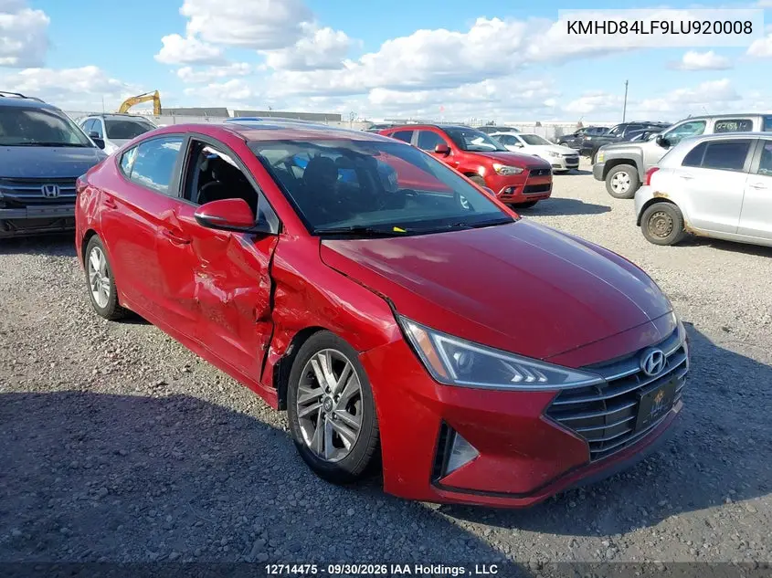 HYUNDAI ELANTRA 2020, VIN KMHD84LF9LU920008