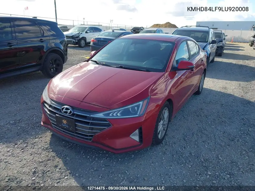2020 HYUNDAI ELANTRA VIN KMHD84LF9LU920008 — фото 2