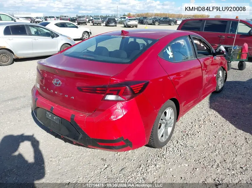 2020 HYUNDAI ELANTRA VIN KMHD84LF9LU920008 — фото 4