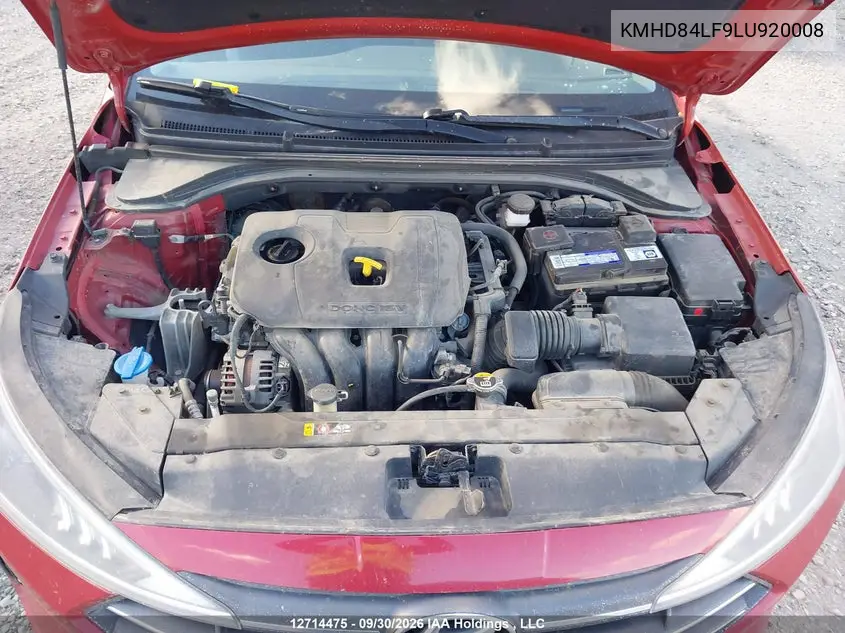 2020 HYUNDAI ELANTRA VIN KMHD84LF9LU920008 — фото 9
