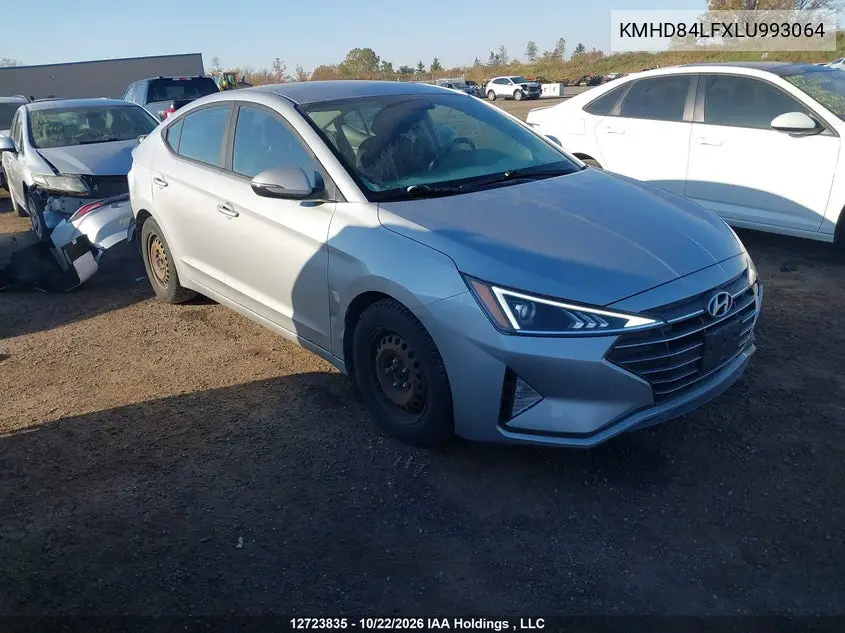 HYUNDAI ELANTRA 2020, VIN KMHD84LFXLU993064