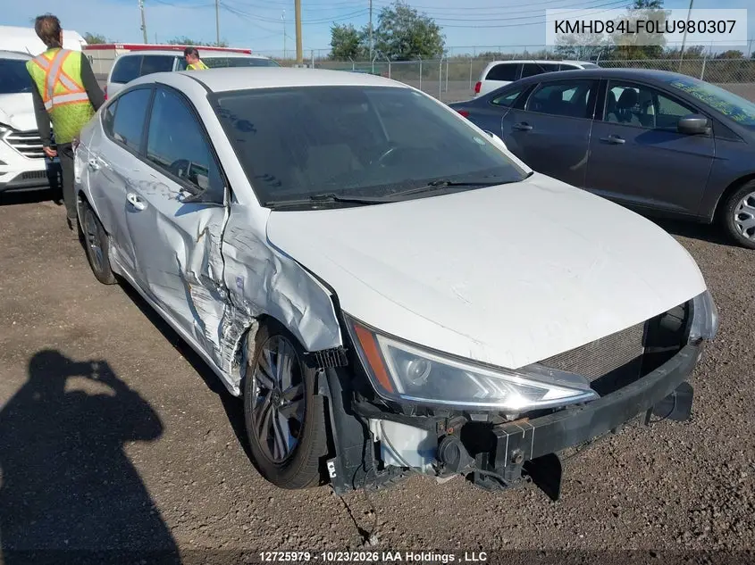 HYUNDAI ELANTRA 2020, VIN KMHD84LF0LU980307