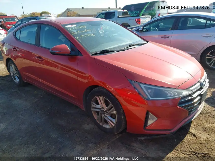 HYUNDAI ELANTRA 2020, VIN KMHD84LF6LU947876