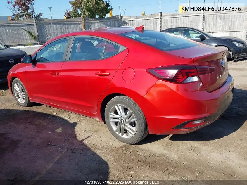 2020 HYUNDAI ELANTRA VIN KMHD84LF6LU947876 — фото 3