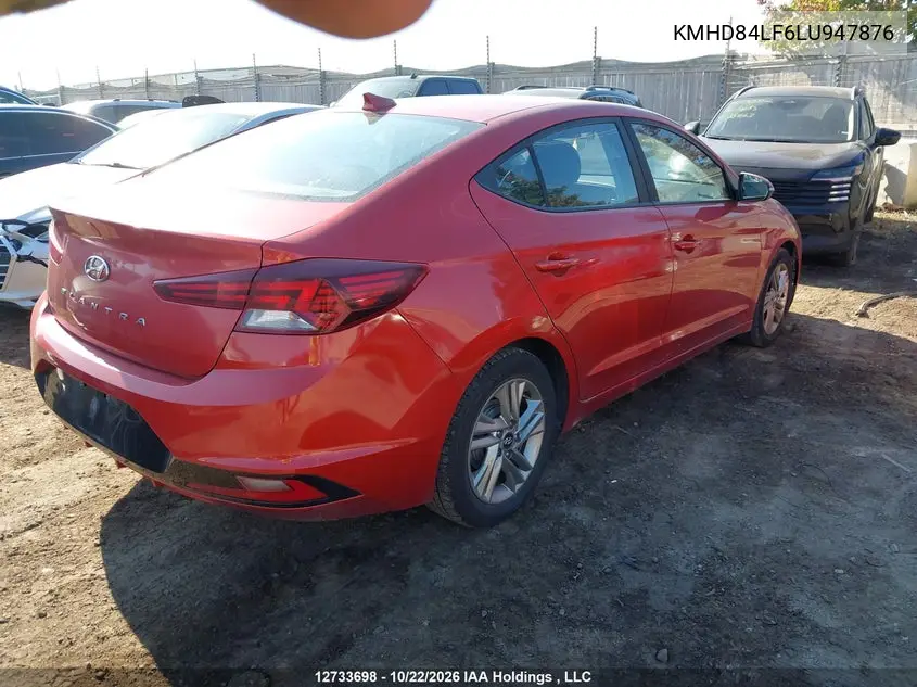 2020 HYUNDAI ELANTRA VIN KMHD84LF6LU947876 — фото 4