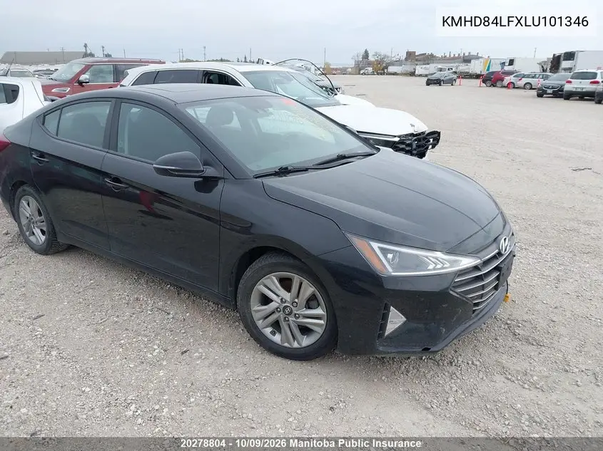 HYUNDAI ELANTRA 2020, VIN KMHD84LFXLU101346
