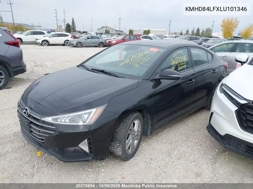2020 HYUNDAI ELANTRA VIN KMHD84LFXLU101346 — фото 2