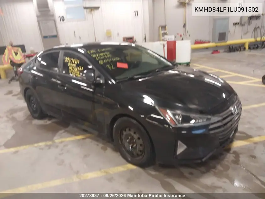 HYUNDAI ELANTRA 2020, VIN KMHD84LF1LU091502