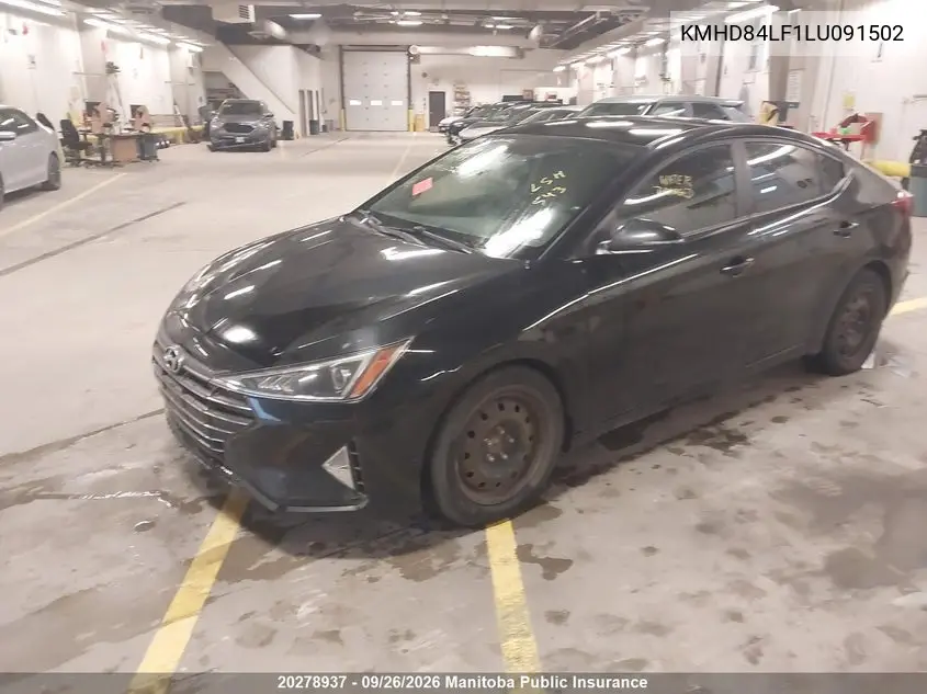 2020 HYUNDAI ELANTRA VIN KMHD84LF1LU091502 — фото 2