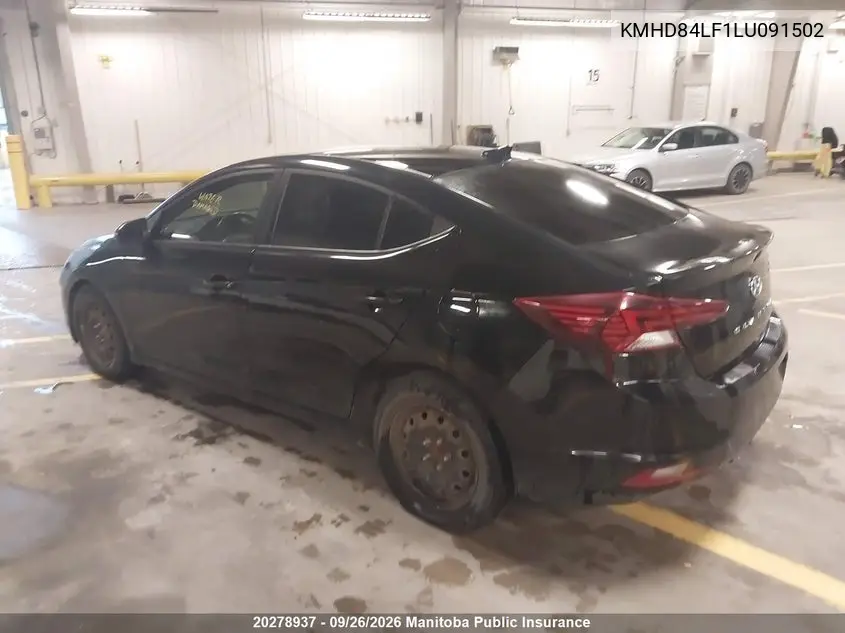 2020 HYUNDAI ELANTRA VIN KMHD84LF1LU091502 — фото 3