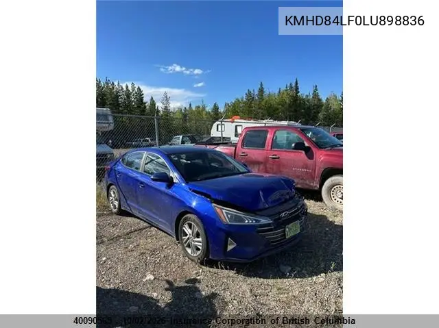 HYUNDAI ELANTRA 2020, VIN KMHD84LF0LU898836