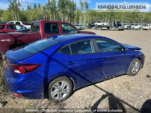 2020 HYUNDAI ELANTRA VIN KMHD84LF0LU898836 — фото 3