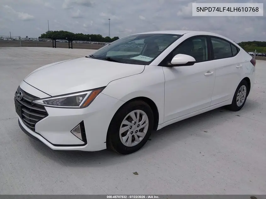 2020 HYUNDAI ELANTRA VIN 5NPD74LF4LH610768 — фото 2
